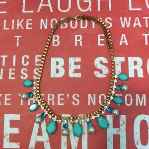 Diamonds pearls with blue Stone’s necklace